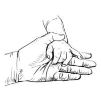 Sketch of mother holding hand of child vector