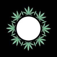 Hemp cannabis border. Marijuana ornament circle. Grass round banner with place for text. vector