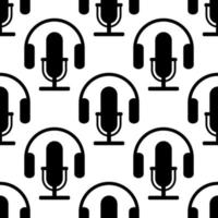 Radio logo seamless pattern. World radio day icon. Podcast emblem. Broadcast music and messages. Wallpaper pattern. vector
