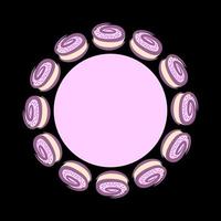 Donut circle banner with place for text. Baking postcard square. vector