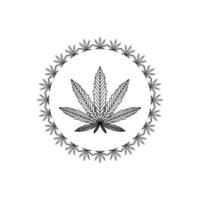 Cannabis marijuana leaves in a circle. Vegetable border. Leaves ornament. vector
