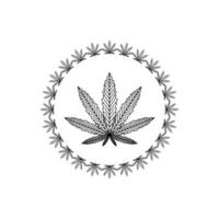 Cannabis marijuana leaves in a circle. Vegetable border. Leaves ornament. vector