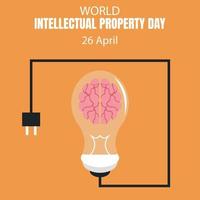 illustration vector graphic of the lamp contains the right and left brains with electrical wires, perfect for international day, intellectual property day, celebrate, greeting card, etc.