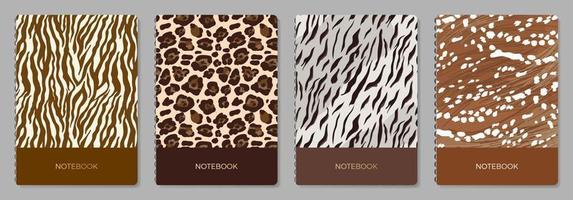 Cover page templates. Vector Animals skin prints. Applicable for notebooks, planners, brochures, books, catalogs etc. Seamless patterns, easy to re-size.