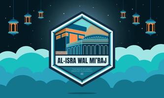 Islamic celebration background Isra Mi'raj Prophet Muhammad. Vector illustration