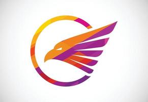 Colorful Eagle head logo design vector template. Mosaic pattern