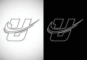 Initial letter U with a swoosh line art-style logo. Modern vector logotype for business and company identity.