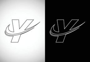 Initial letter Y with a swoosh line art-style logo. Modern vector logotype for business and company identity.