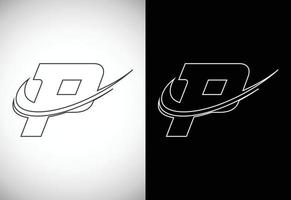 Initial letter P with a swoosh line art-style logo. Modern vector logotype for business and company identity.