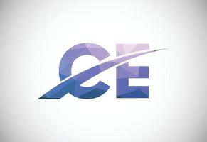 Initial Letter C E Low Poly Logo Design Vector Template. Graphic Alphabet Symbol For Corporate Business Identity