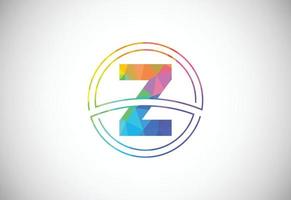 Low poly style letter Z with a circle frame. Graphic alphabet symbol for corporate business identity vector