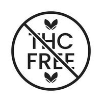 thc gratis sello icono negro y blanco, thc gratis emblema, sello, etiqueta, etiqueta para cbd cáñamo petróleo etiqueta diseño modelo elementos vector