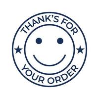 thank you for your order badge, seal, tag, label for retail, small shop stamp, sticker, thank customers for buying products tagline vector illustration