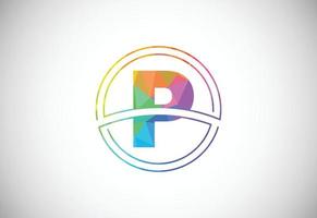 Low poly style letter P with a circle frame. Graphic alphabet symbol for corporate business identity vector