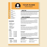 modern curriculum vitae template in vector with yellow and white color