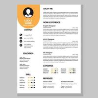 modern curriculum vitae template in vector with yellow and white color