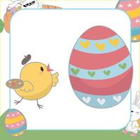 Cute easter chick flashcard for Children. Ready to print. Printable game card. Educational card for preschool. Vector file.