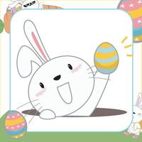 Cute easter bunny flashcard for Children. Ready to print. Printable game card. Educational card for preschool. Vector file.