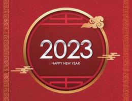 2023 Happy New Year with chinese style oriental background. vector