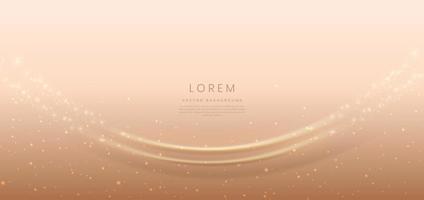 Abstract gold curved background with lighting effect and sparkle with copy space for text. Luxury design style. vector