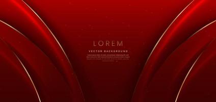 Abstract 3d curved red shape on red background with lighting effect and sparkle with copy space for text. vector