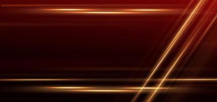 Elegant golden lines glowing with lighting effect sparkle on dark red background. Template premium award design. vector