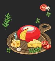 illustration of different varieties of cheese and tomato. vector