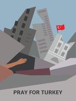 terremoto epicentro en Siria. orar para Siria. grietas destructivo terremoto. explosión, destruido balcón, Siria bandera. natural desastre, terremoto y destrucción de casas vector ilustración