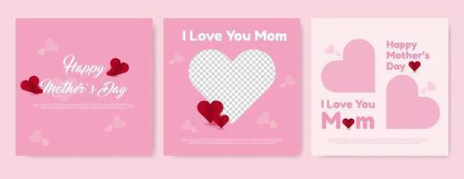 mother's day social media post template set vector