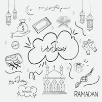 Hand drawn doodle ramadan element isolated on white background vector