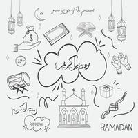 Hand drawn doodle ramadan element isolated on white background vector