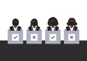 set of human voter at polling station background vector