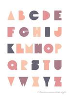 Cute decorative alphabet in paper cut style. Children's creative alphabet. Vector illustration in a minimalist style