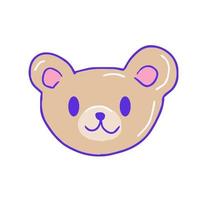 Hand drawn aesthetic cute happy  smiling teddy bear head vector