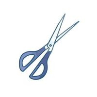 Hand drawn cute isolated open blue scissors artwork vector