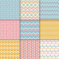 Collection of seamless simple pattern lines in pastel spring colors