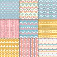 Collection of seamless simple pattern lines in pastel spring colors vector