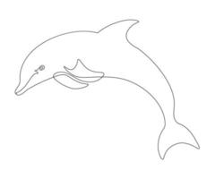 resumen delfín, dibujado a mano, continuo mono línea, soltero línea arte, contorno dibujo vector
