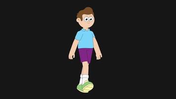 Animation of walking boy on transparent background. video