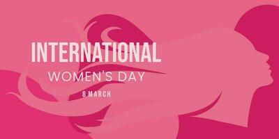 8 marzo internacional De las mujeres día vector ilustración concepto, mujer cabeza ilustración desde lado ver contento De las mujeres día