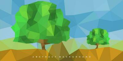 abstract modern tree landscape low poly background vector