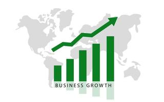 Business share market growth, green arrow background. vector