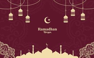 islámico Ramadán saludo antecedentes con adornos vector