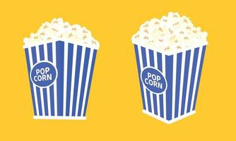 Set of two box pop corn isolated on yellow background. vector