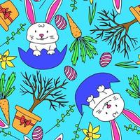 Easter pattern with bunny. Seamless pattern for happy Easter holiday. Vector illustration.