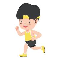 happy boyl jogging a marathon race vector