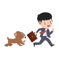 negocio hombre con perro corriendo rápido vector