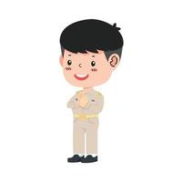 Thai teacher man government uniform cartoon vector