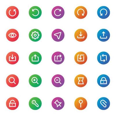 Gradient color icons for ui ux.