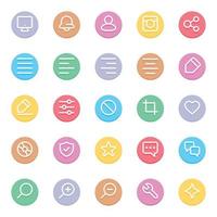 Circle color outline icons for Web and mobile. vector